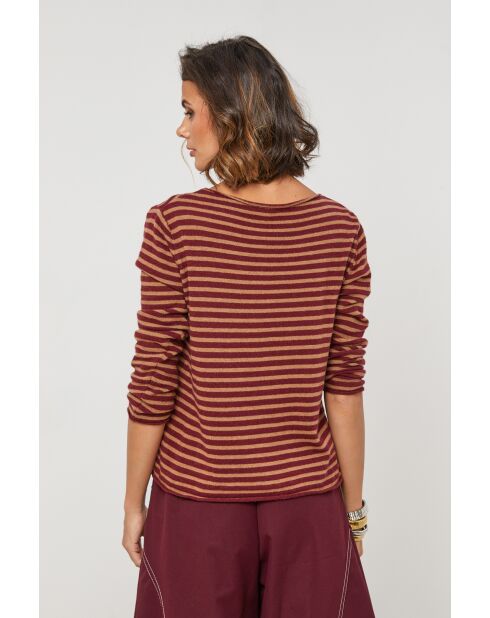 Pullover Sirius in misto lana bordeaux/cammello