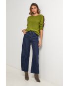 Pullover bohemien in misto lana oliva/cioccolato
