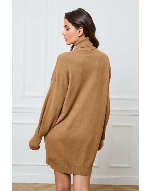 Halof beiges Kleid aus einer Kaschmirmischung