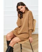 Halof beiges Kleid aus einer Kaschmirmischung