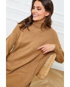 Halof beiges Kleid aus einer Kaschmirmischung