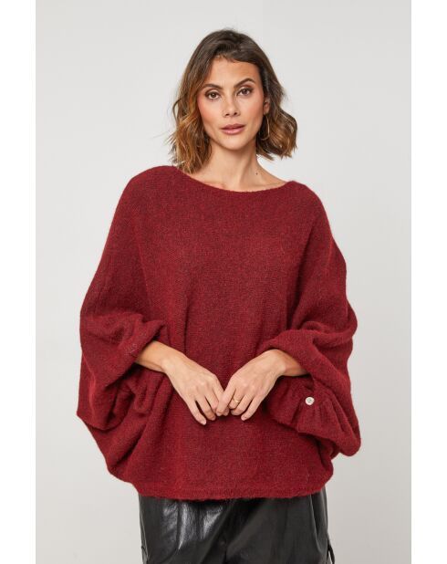 Tresor burgunderfarbener Pullover aus Wollmischung