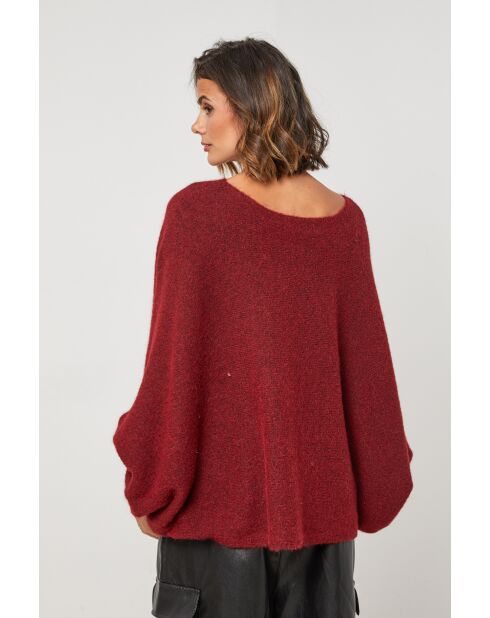 Tresor burgunderfarbener Pullover aus Wollmischung
