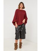 Tresor burgunderfarbener Pullover aus Wollmischung