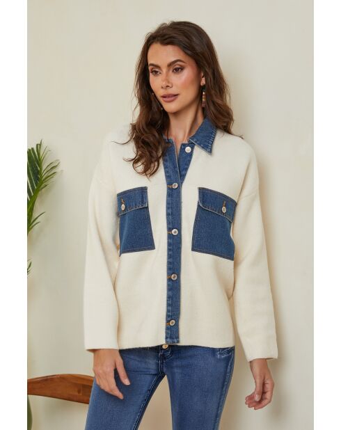 Ecrufarbene Jacke/Jeans Ajka