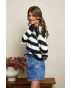 Zwart/ecru sweater met polka