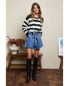 Zwart/ecru sweater met polka