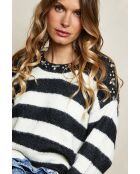 Zwart/ecru sweater met polka