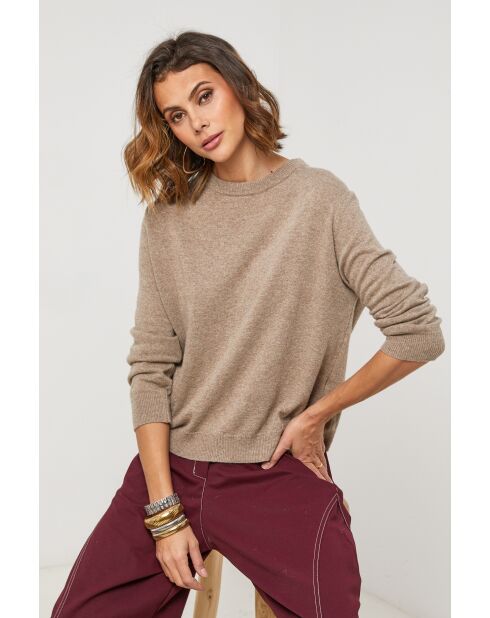 Taupefarbener Wollpullover Saphir