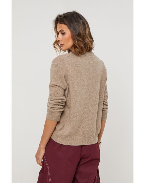 Taupefarbener Wollpullover Saphir