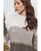 Lurcia wollen trui beige/licht taupe/donker taupe