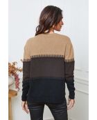 Lurcia wollen trui camel/choco/zwart