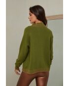 Olivgrüner Wollpullover Csepreg