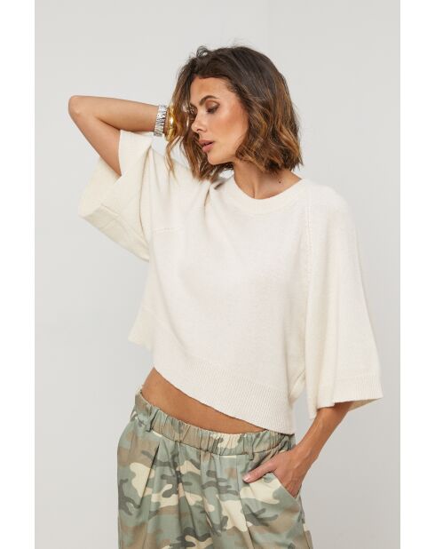 Cremefarbener Cassiopee Wollpullover
