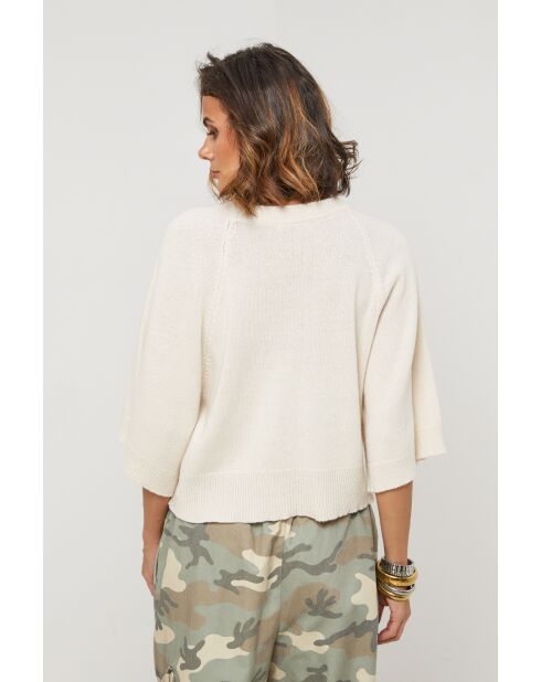 Cremefarbener Cassiopee Wollpullover
