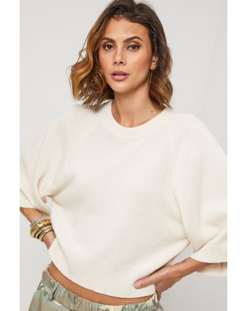 Cremefarbener Cassiopee Wollpullover