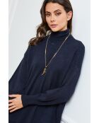 Halof marineblaues Kaschmirkleid