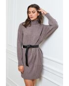 Half taupe jurk van kasjmier