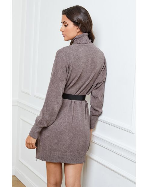 Half taupe jurk van kasjmier