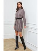 Half taupe jurk van kasjmier