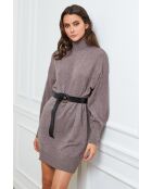 Half taupe jurk van kasjmier