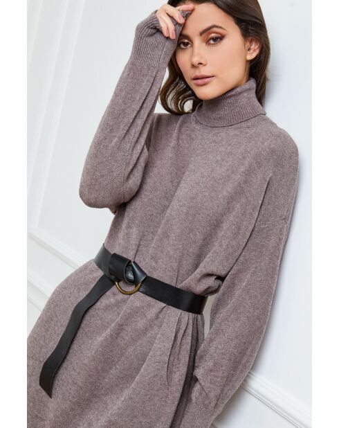 Half taupe jurk van kasjmier