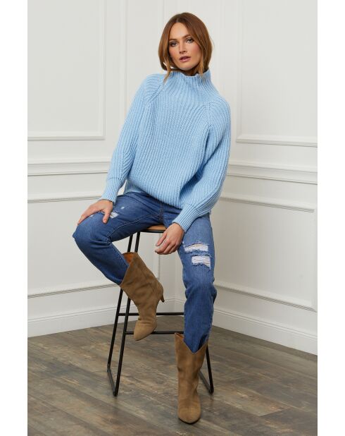 Pull en laine Baby bleu ciel