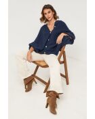 Marineblauwe wollen vest Gaia
