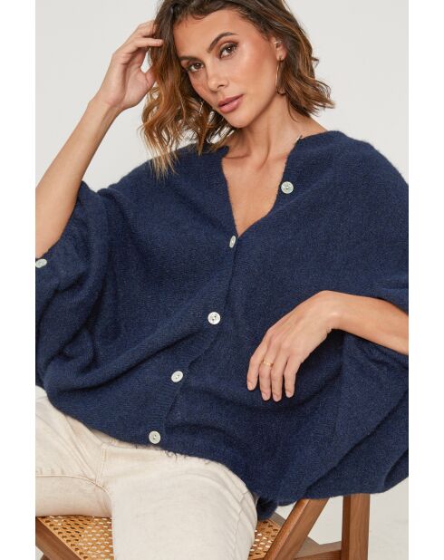 Marineblauwe wollen vest Gaia