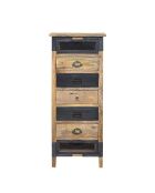 Semainier bois brut et fer industriel Manguier Farm II multicouleur - 50 x 40 x 120 cm