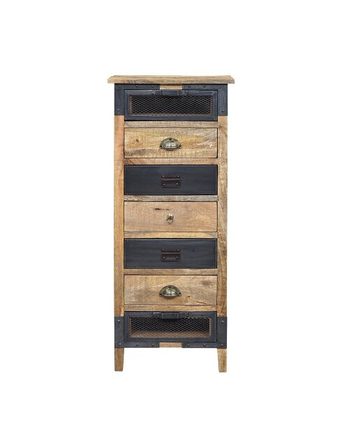 Semainier bois brut et fer industriel Manguier Farm II multicouleur - 50 x 40 x 120 cm