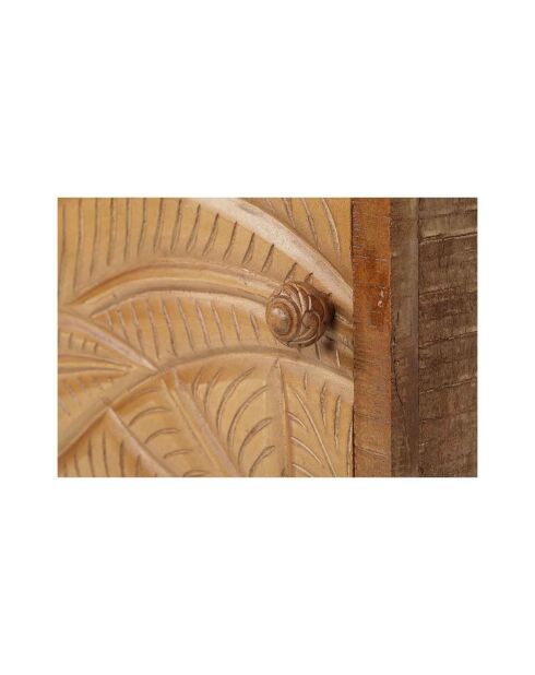 Chevet droit sculpté Manguier Floria II marron - 42 x 45 x 50 cm