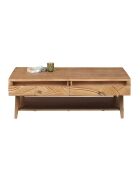 Rechthoekige salontafel met 2 laden in massief mangohout Floria bruin - 130 x 70 x 45 cm