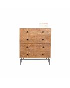 Commode sculptée 4 tiroirs Manguier Sculture II beige - 85 x 42 x 100 cm