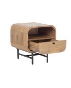 Mesita de noche con 1 cajón Mango Maidi beige - 40 x 40 x 45 cm