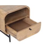 Mesita de noche con 1 cajón Mango Maidi beige - 40 x 40 x 45 cm