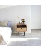Mesita de noche con 1 cajón Mango Maidi beige - 40 x 40 x 45 cm