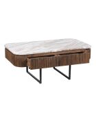 Table basse plateau marbre Manguier Kfir III marron - 110 x 60 x 45 cm