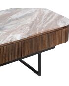 Table basse plateau marbre Manguier Kfir III marron - 110 x 60 x 45 cm