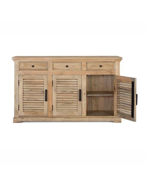 Buffet 3 tiroirs 3 portes bois de manguier Paran II beige - 150 x 40 x 90 cm