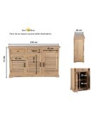 Buffet 3 tiroirs 3 portes bois de manguier Paran II beige - 150 x 40 x 90 cm