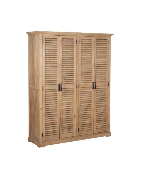 Armoire 4 portes bois de manguier Paran II beige - 150 x 50 x 190 cm