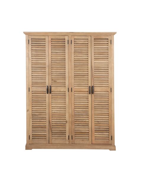 Armoire 4 portes bois de manguier Paran II beige - 150 x 50 x 190 cm