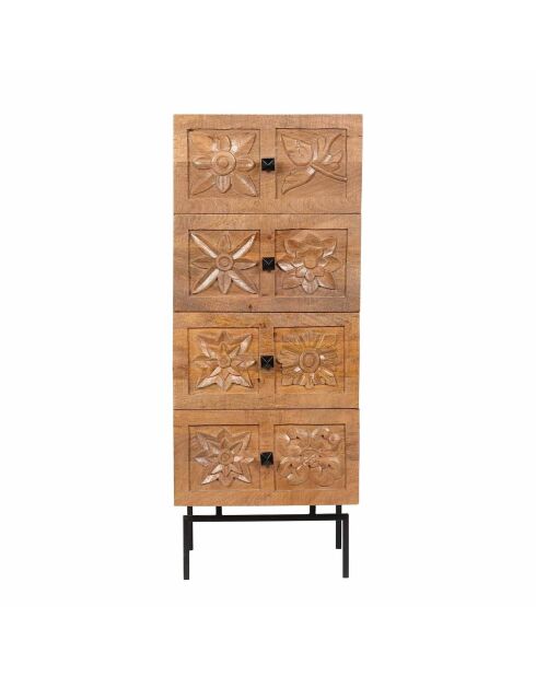 Semainier 4 tiroirs Manguier Sculture II beige - 45 x 40 x 115 cm