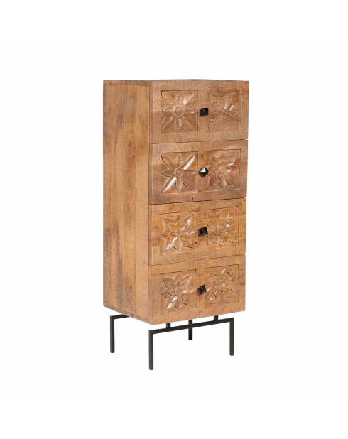 Semainier 4 tiroirs Manguier Sculture II beige - 45 x 40 x 115 cm