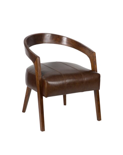 Fauteuil en cuir Matador II marron - 62 x 74 x 68 cm