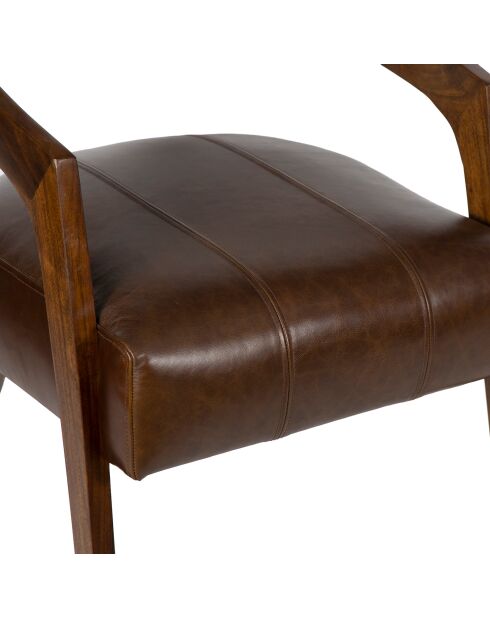 Fauteuil en cuir Matador II marron - 62 x 74 x 68 cm