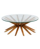 Table basse ronde 110, plateau verre Karta marron - 102 x 102 x 38 cm