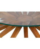 Table basse ronde 110, plateau verre Karta marron - 102 x 102 x 38 cm