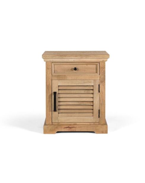 Chevet 1T 1P gauche bois de Manguier Paran II nature - 54 x 40 x 64 cm